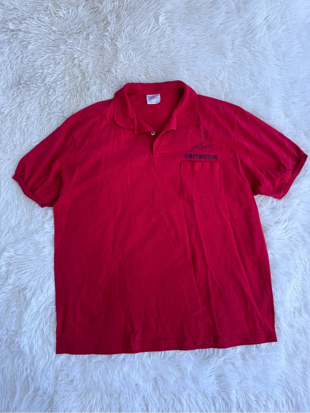 Hanes Bright Red Short-Sleeve Mens Polo with Chest Pocket